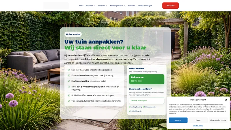 Website van Hoveniersbedrijf Schmidt