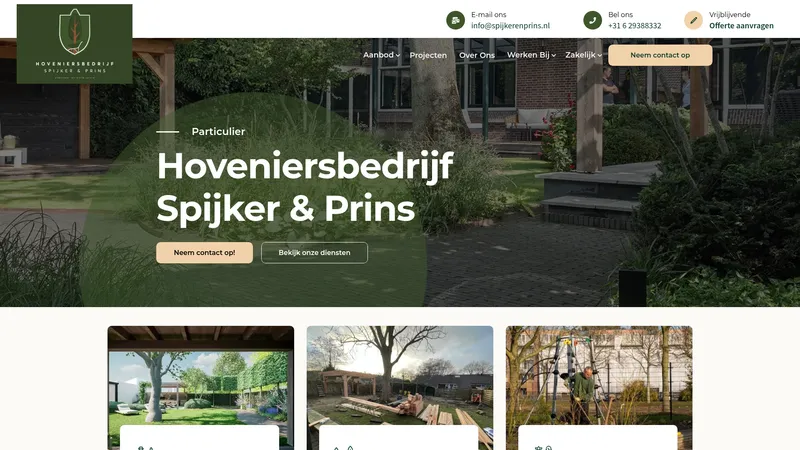 Website van Hoveniersbedrijf Spijker & Prins