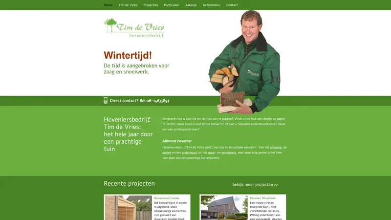 Website van Hoveniersbedrijf Tim de Vries