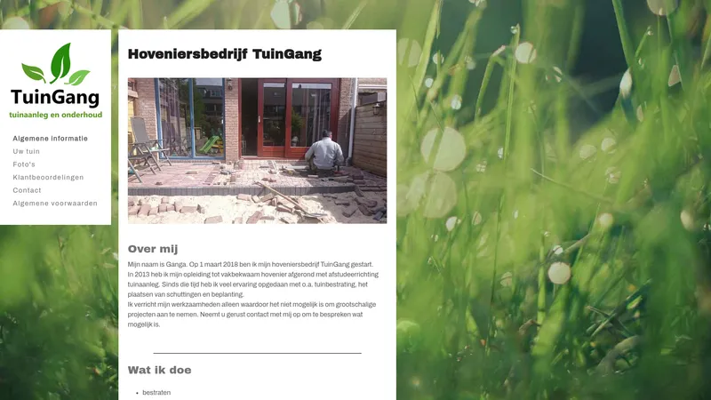 Website van Hoveniersbedrijf TuinGang