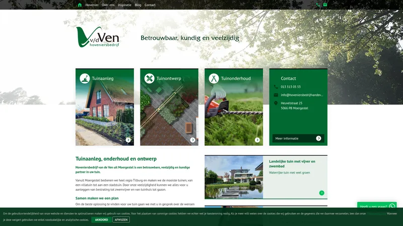 Website van Hoveniersbedrijf van de Ven