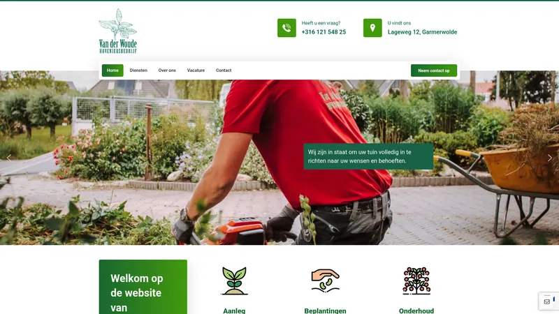 Website van Hoveniersbedrijf Van der Woude