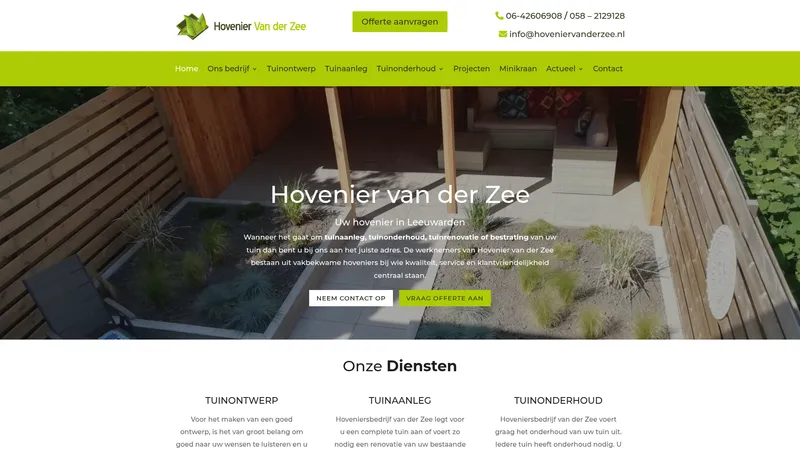 Website van Hoveniersbedrijf van der Zee