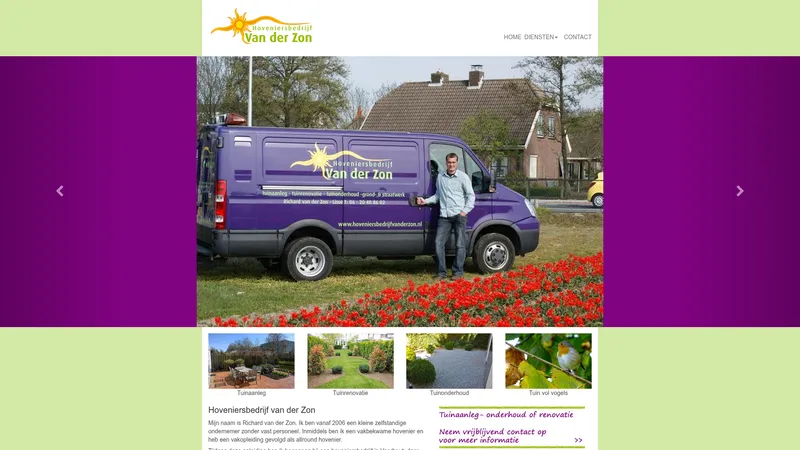 Website van Hoveniersbedrijf van der Zon