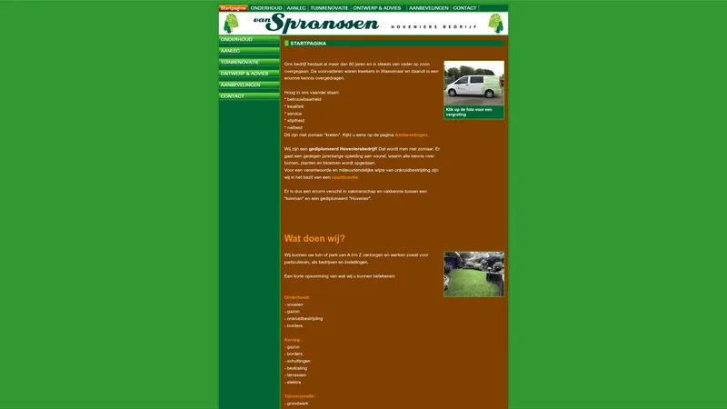 Website van Hoveniersbedrijf van Spronssen
