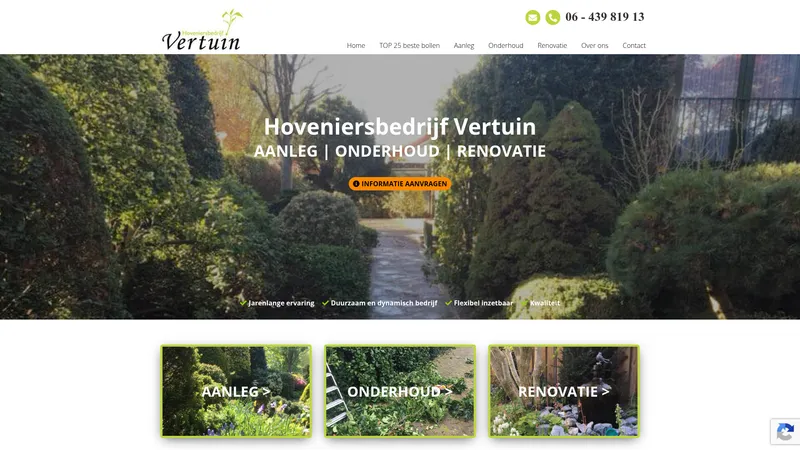 Website van Hoveniersbedrijf Vertuin