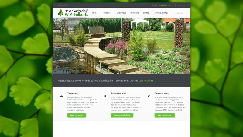 Website van Hoveniersbedrijf W.P. Folkerts