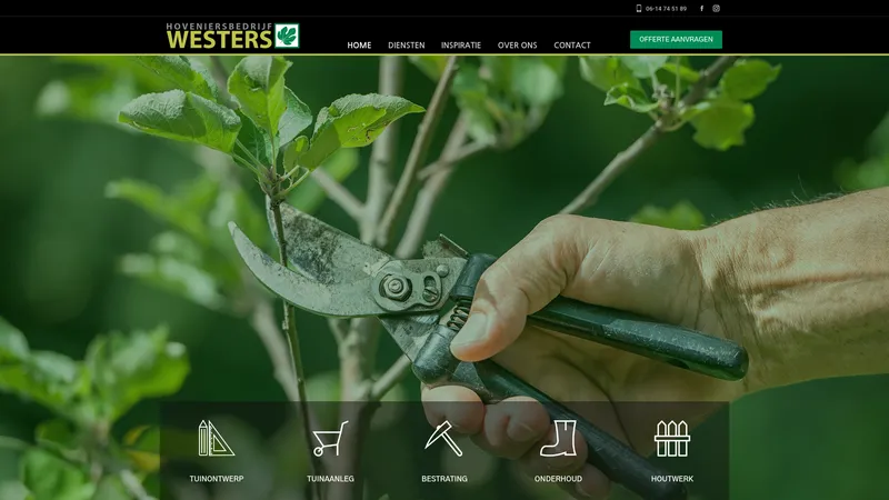 Website van Hoveniersbedrijf Westers