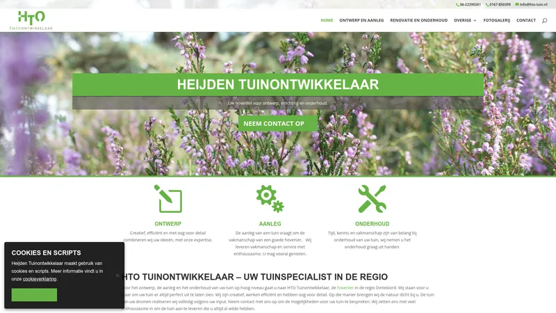 Website van HTO Tuinontwikkelaar
