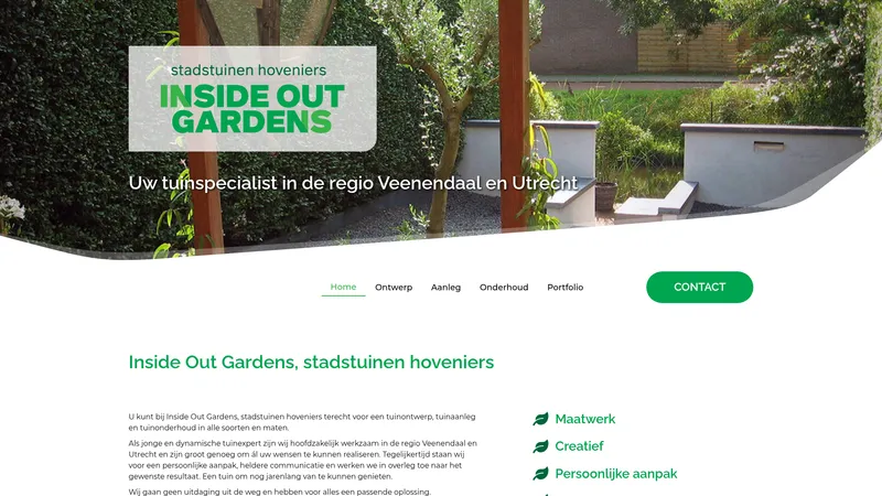 Website van Inside Out Gardens
