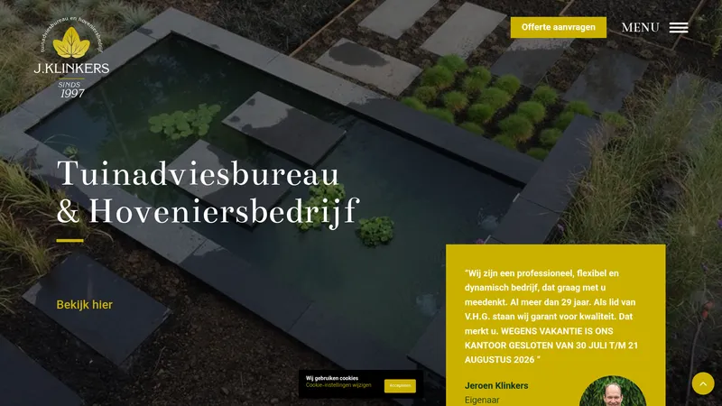 Website van J. Klinkers Tuinadvies & Hoveniersbedrijf