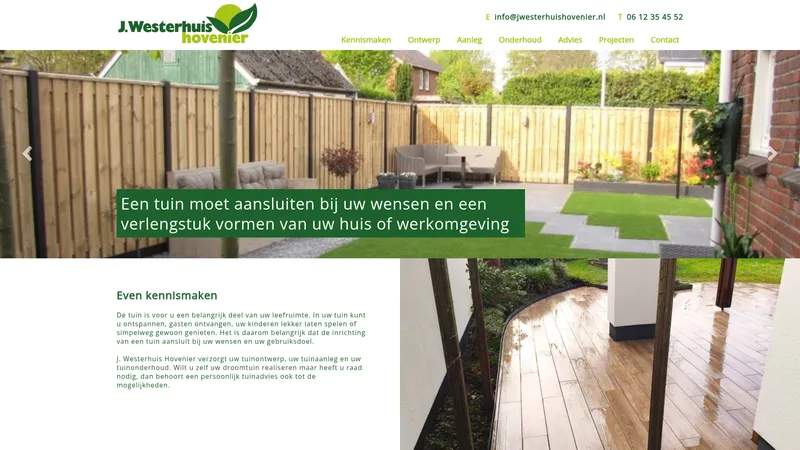 Website van J. Westerhuis Hovenier