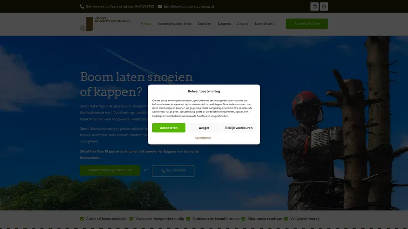 Website van Joost Boomverzorging