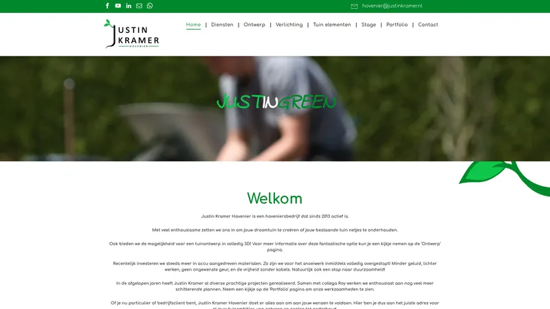 Website van Justin Kramer Hovenier