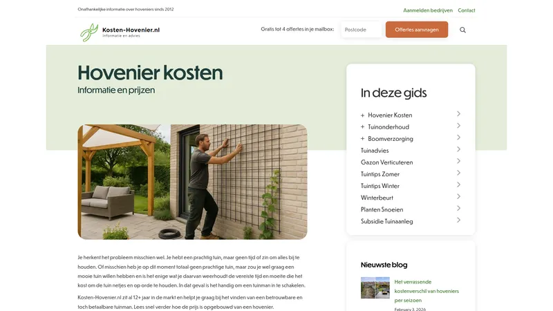 Website van Kosten-Hovenier