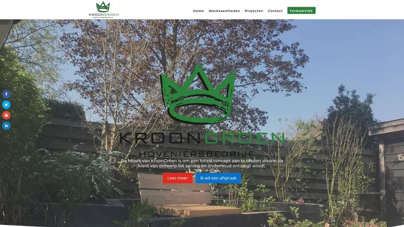Website van Kroongroen Hoveniersbedrijf