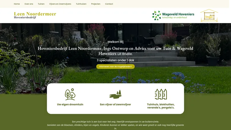 Website van Leen Noordermeer Hoveniersbedrijf