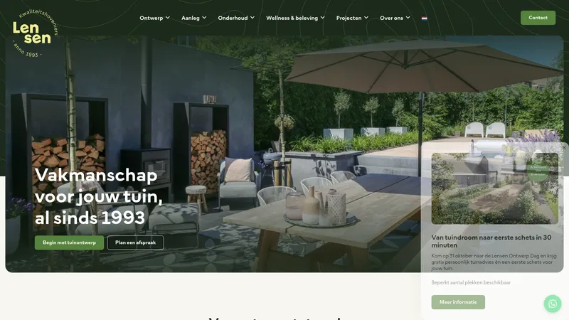 Website van Lensen Hoveniers