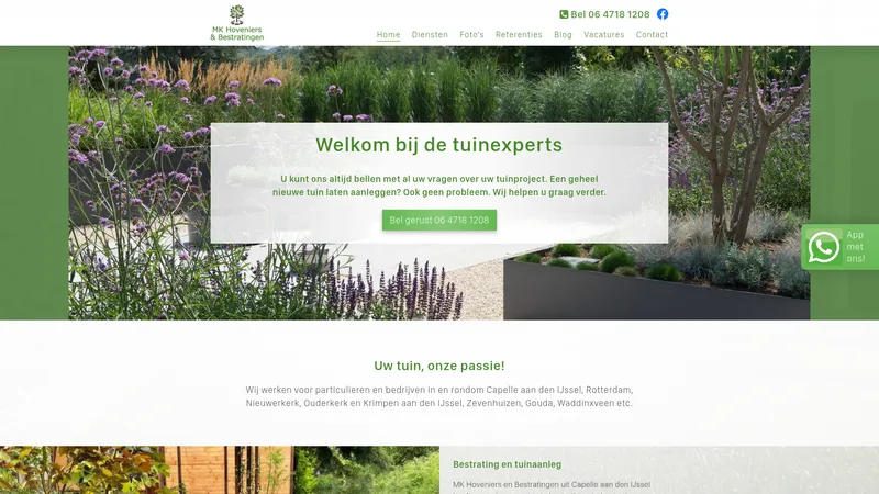 Website van MK Hoveniers en Bestratingen