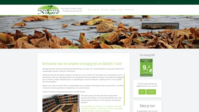 Website van Nagel Hovenier Montfoort