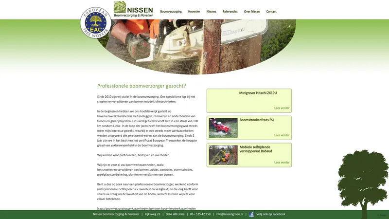 Website van Nissen boomverzorging & hovenier