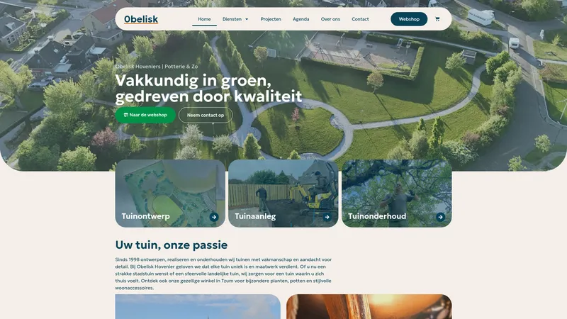 Website van Obelisk Hoveniers