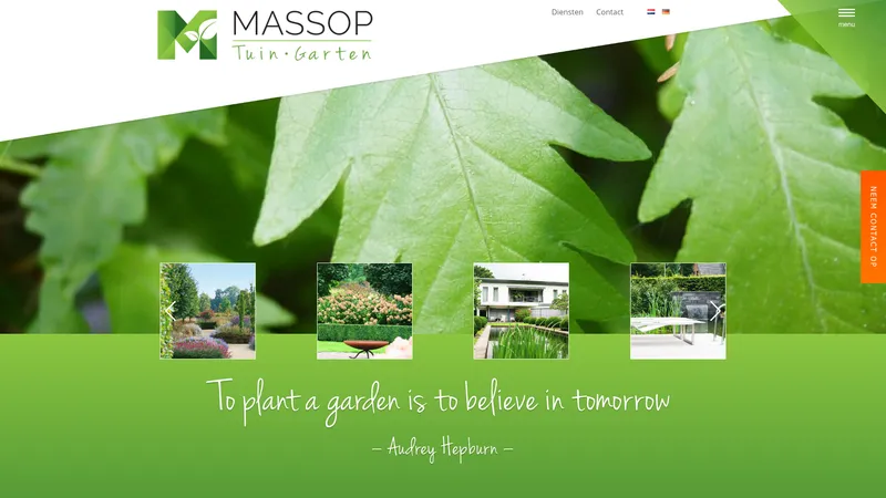 Website van Ontwerpburo en Hoveniersbedrijf Massop