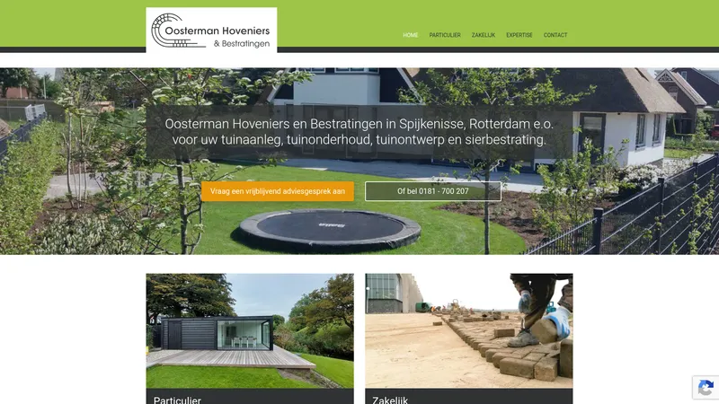 Website van Oosterman Hoveniers en Bestratingen