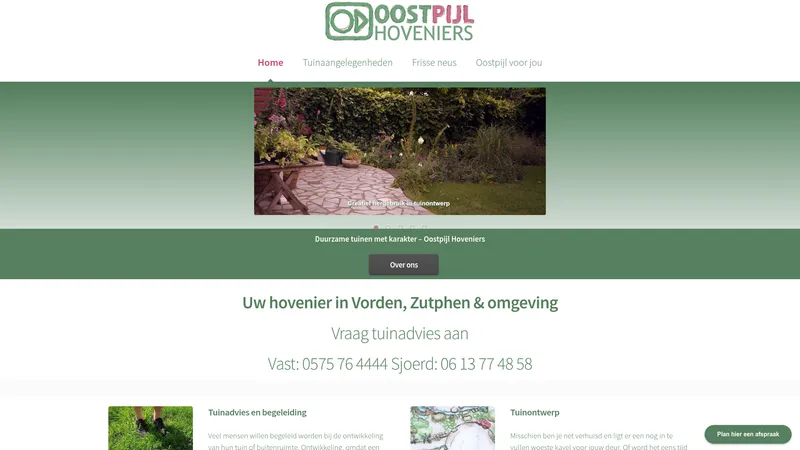 Website van Oostpijl Hoveniers