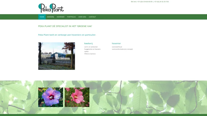 Website van Peka Plant Overasselt