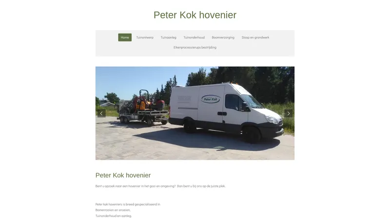 Website van Peter Kok hoveniers