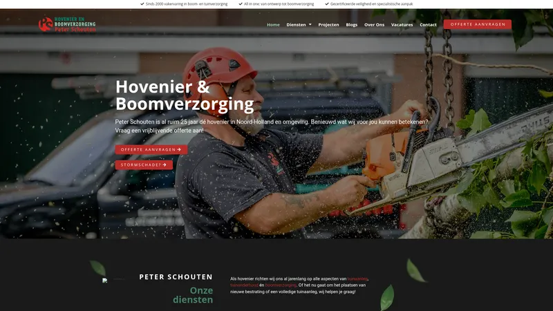 Website van Peter Schouten Hovenier & Boomverzorging