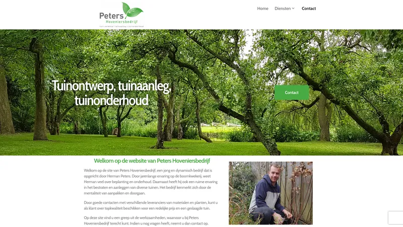 Website van Peters Hoveniersbedrijf