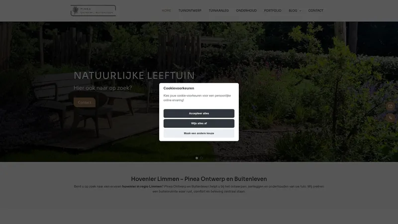 Website van Pinea Ontwerp Limmen