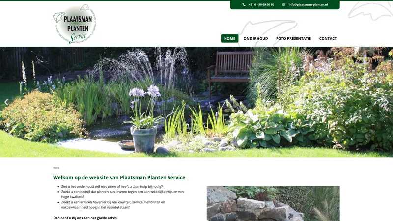 Website van Plaatsman Planten Service