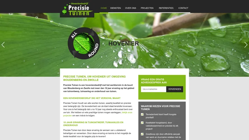 Website van Precisie Tuinen