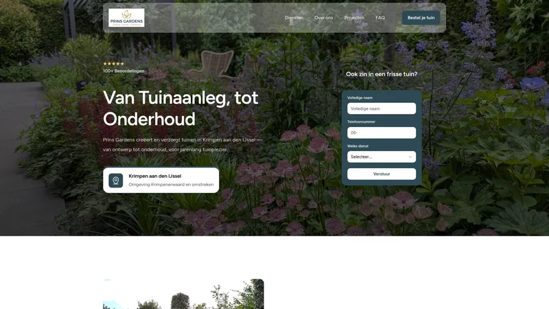Website van Prins Gardens