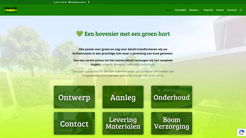 Website van Prins & Tuin Hoveniers