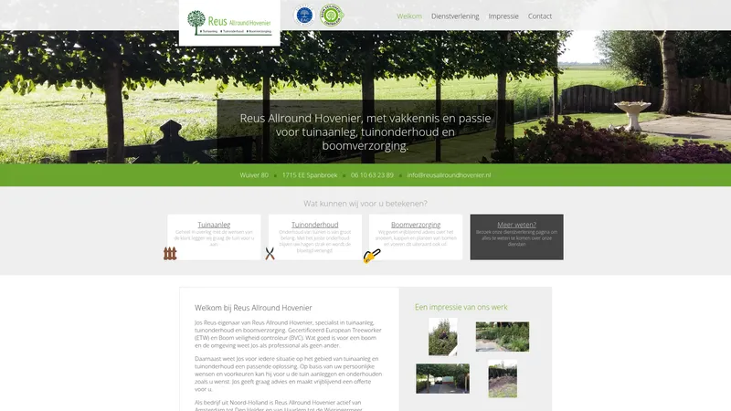 Website van Reus Allround Hovenier