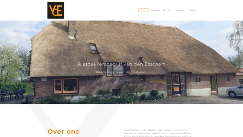 Website van Rietdekkersbedrijf Van den Esschert