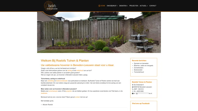 Website van Roelofs Tuinen & Planten