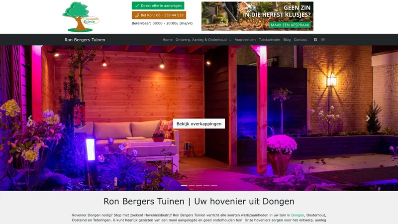 Website van Ron Bergers Tuinen