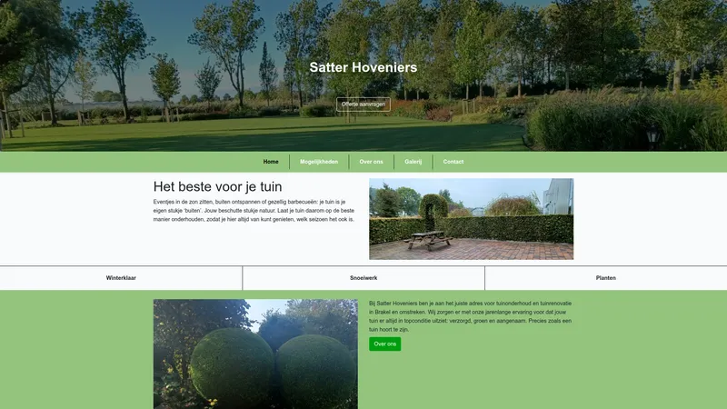 Website van Satter Hoveniers