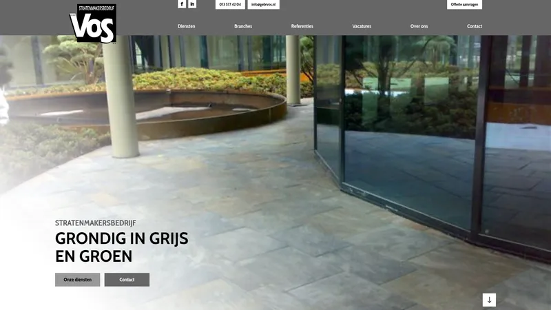 Website van Stratenmakersbedrijf Gebr. Vos B.V