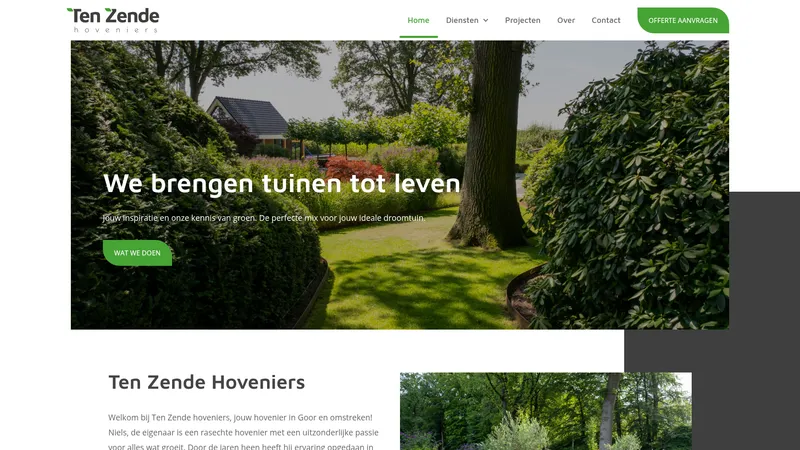 Website van Ten Zende Hoveniers