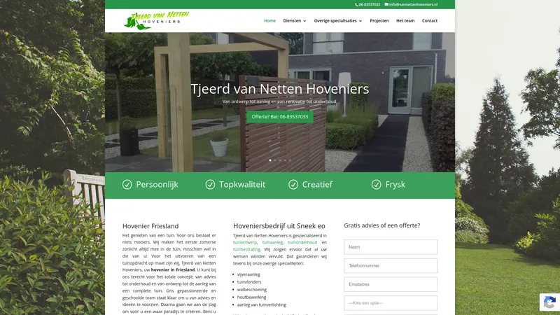 Website van Tjeerd van Netten Hoveniers