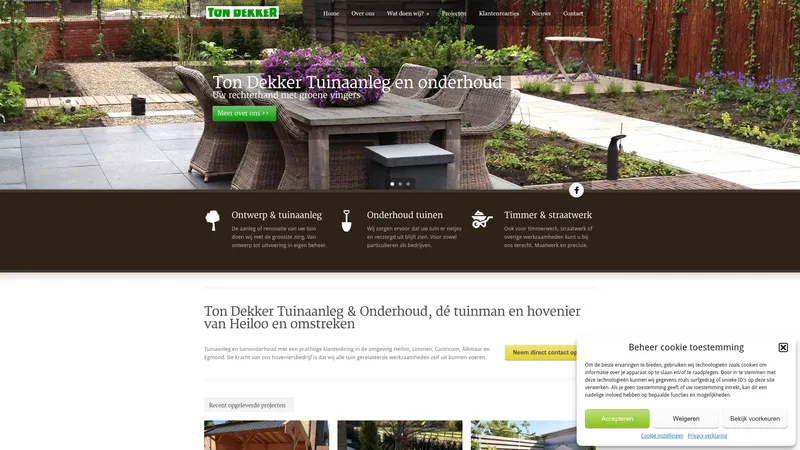 Website van Ton Dekker Tuinaanleg & Onderhoud