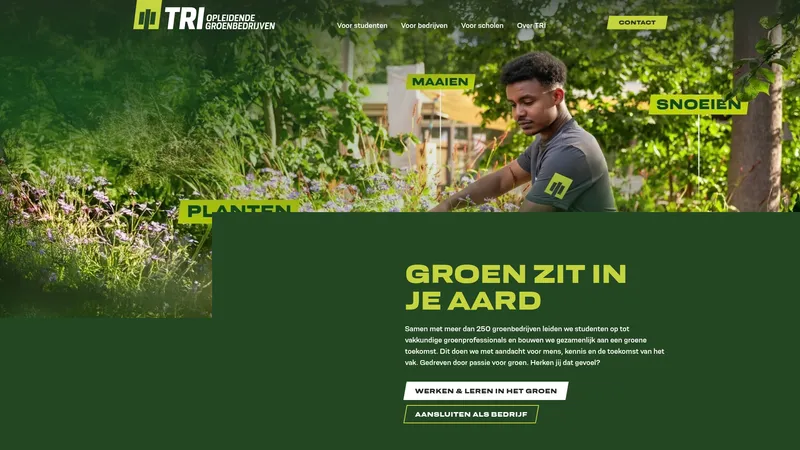 Website van TRI groei in groen