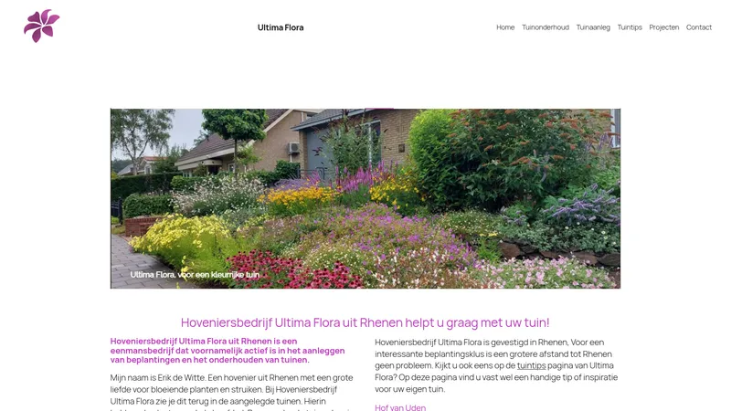 Website van Ultima Flora