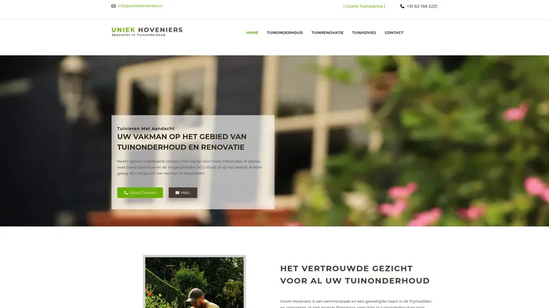Website van Uniek Hoveniers